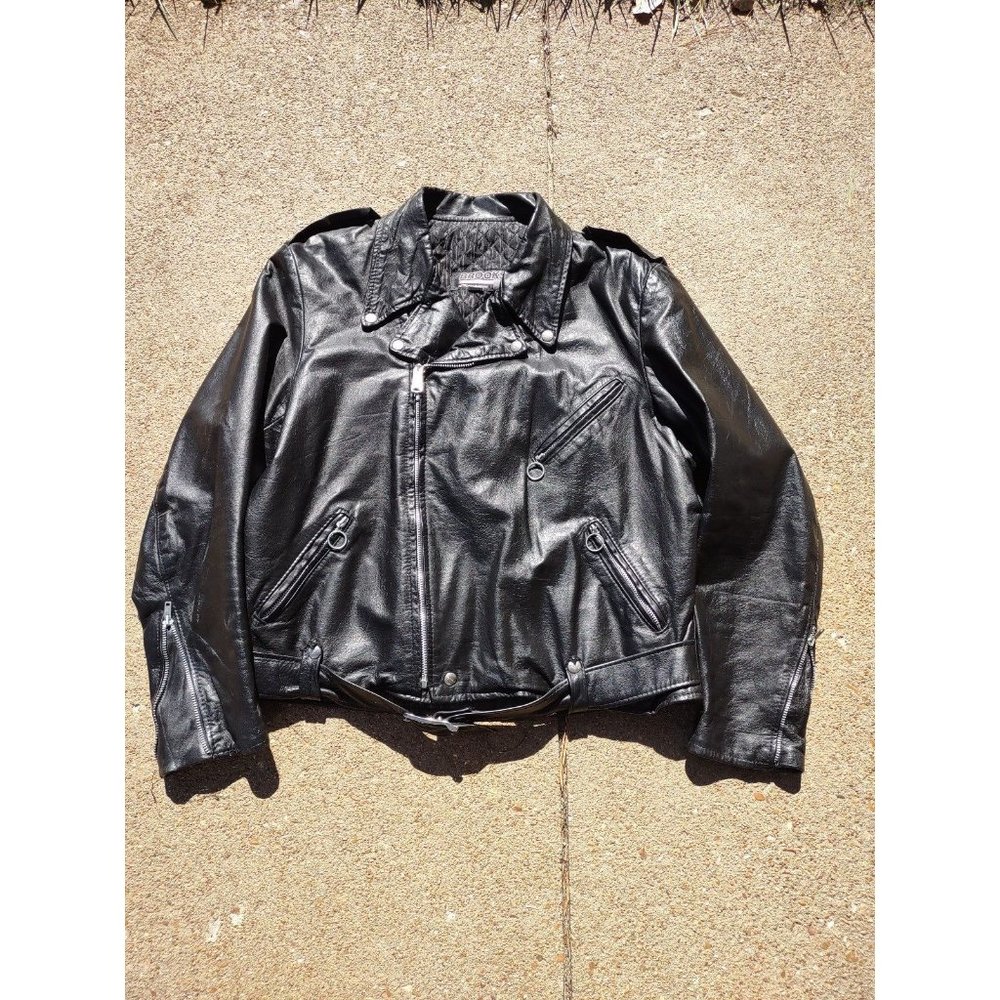 Vintage 1970s Brooks Mens Motorcycle Jacket 48"
